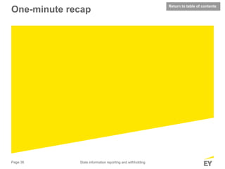 Page 36 State information reporting and withholding
One-minute recap
Return to table of contents
 