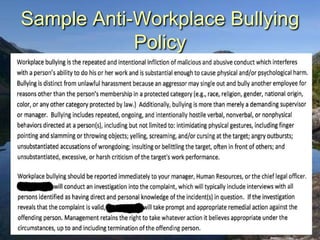 Sample Anti-Workplace Bullying
            Policy
 