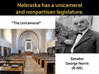 “The Unicameral”
Senator
George Norris
(R-NE)
 