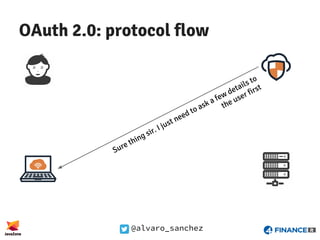 @alvaro_sanchez
OAuth 2.0: protocol flow
Sure thing sir. I just need to ask a few details to
the user first
 