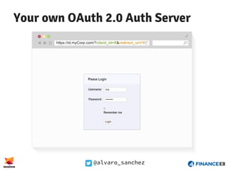 @alvaro_sanchez
Your own OAuth 2.0 Auth Server
https://id.myCorp.com/?client_id=X&redirect_uri=Y
 