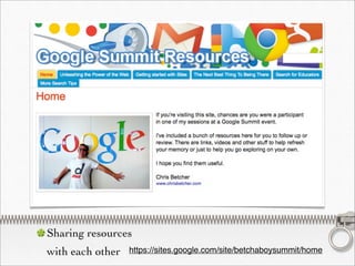 Sharing resources
with each other   https://sites.google.com/site/betchaboysummit/home
 