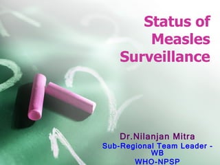 Dr.Nilanjan Mitra Sub-Regional Team Leader - WB WHO-NPSP Status of Measles Surveillance 