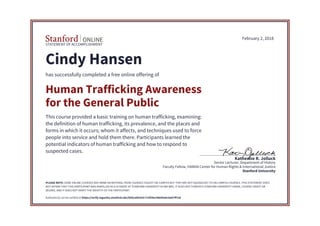 Statement of Completion for Human Trafficking Awareness | PPT
