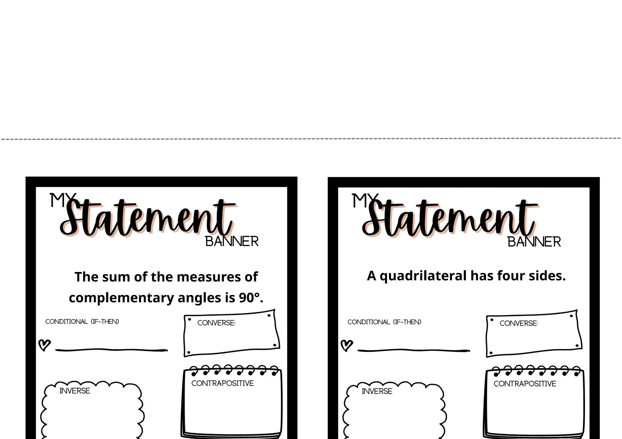 The sum of the measures of
complementary angles is 90°.
A quadrilateral has four sides.