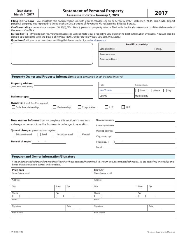 2020 personal property statement michigan picture