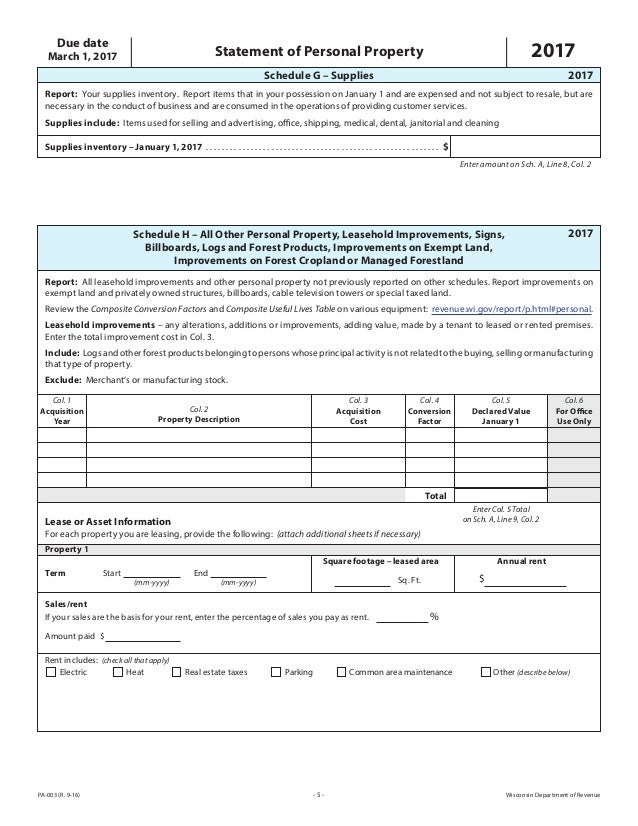 Wisconsin statement of personal property picture