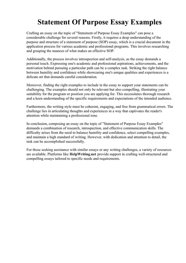Statement Of Purpose Essay Examples | PDF | Dental Health | Diseases ...