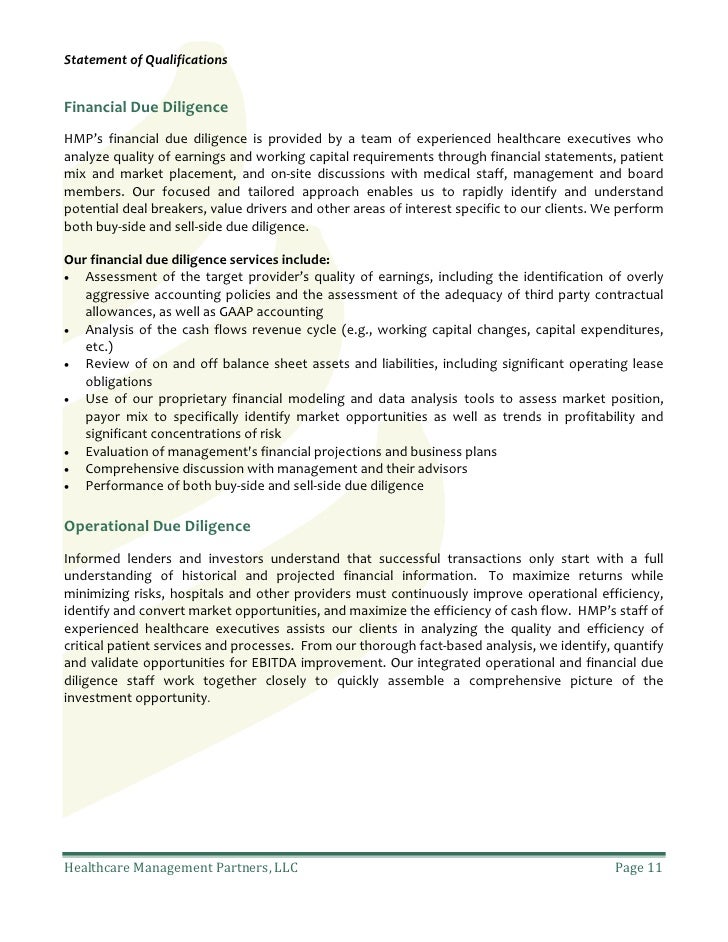 statement of qualifications state of california sample