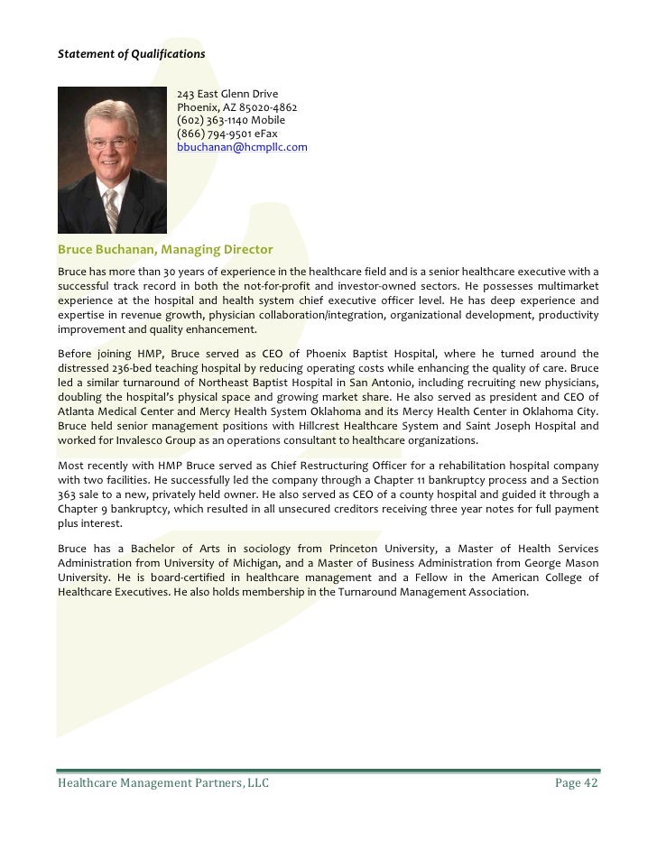 healthcare management partners statement of qualifications healthcare qualifications