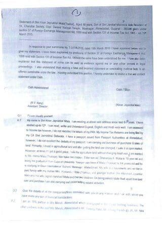 Statement of shri kiran jaynatilal