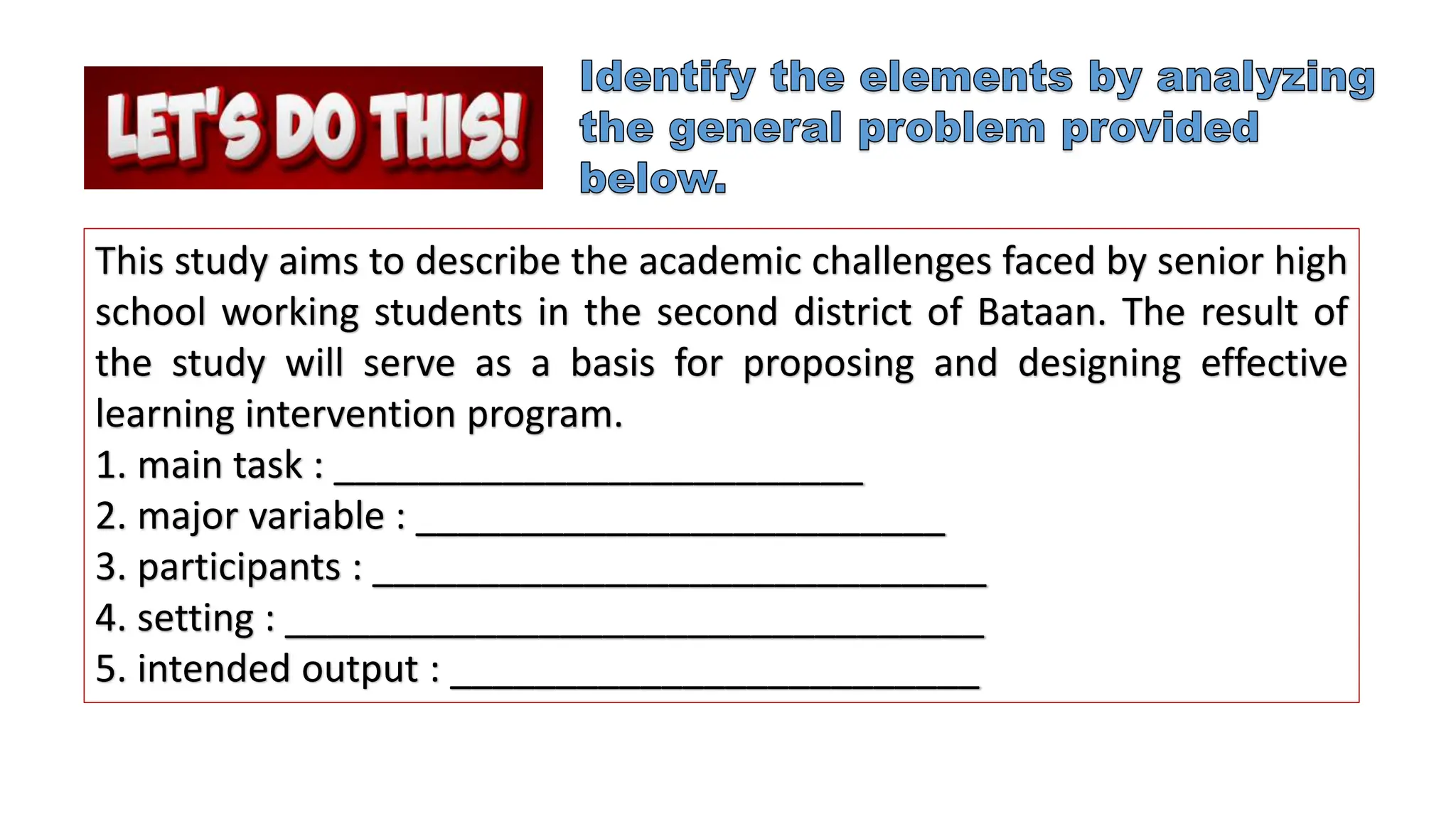 WRITING STATEMENT OF THE PROBLEM IN QUALITATIVE RESEARCH | PPTX ...