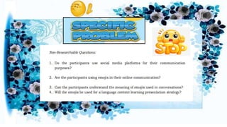 WRITING STATEMENT OF THE PROBLEM IN QUALITATIVE RESEARCH | PPTX ...