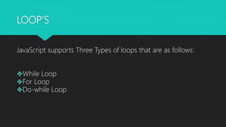 STATEMENTβS AND LOOPβS | PPT