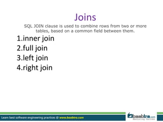 Statements,joins and operators in sql by thanveer danish melayi(1) | PPT