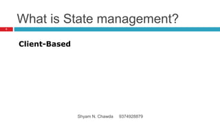What is State management?
Client-Based
8
Shyam N. Chawda 9374928879
 