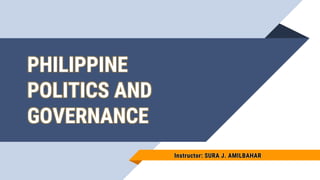 PHILIPPINE
POLITICS AND
GOVERNANCE
Instructor: SURA J. AMILBAHAR
 
