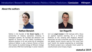 #AIreportIntroduction | Research | Talent | Industry | Politics | China | Predictions | Conclusion #AIreport
About the aut...