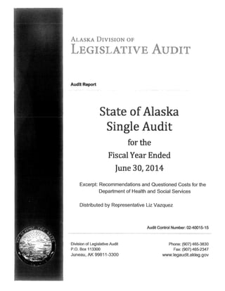 State of Alaska Department of Health and Social Services's Audit 2014