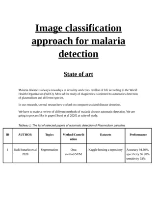 State of art of malaria diagnostic | PDF