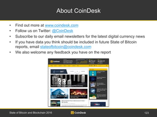 About CoinDesk
• Find out more at www.coindesk.com
• Follow us on Twitter: @CoinDesk
• Subscribe to our daily email newsle...