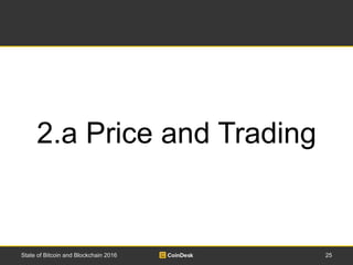 25State of Bitcoin and Blockchain 2016
2.a Price and Trading
 