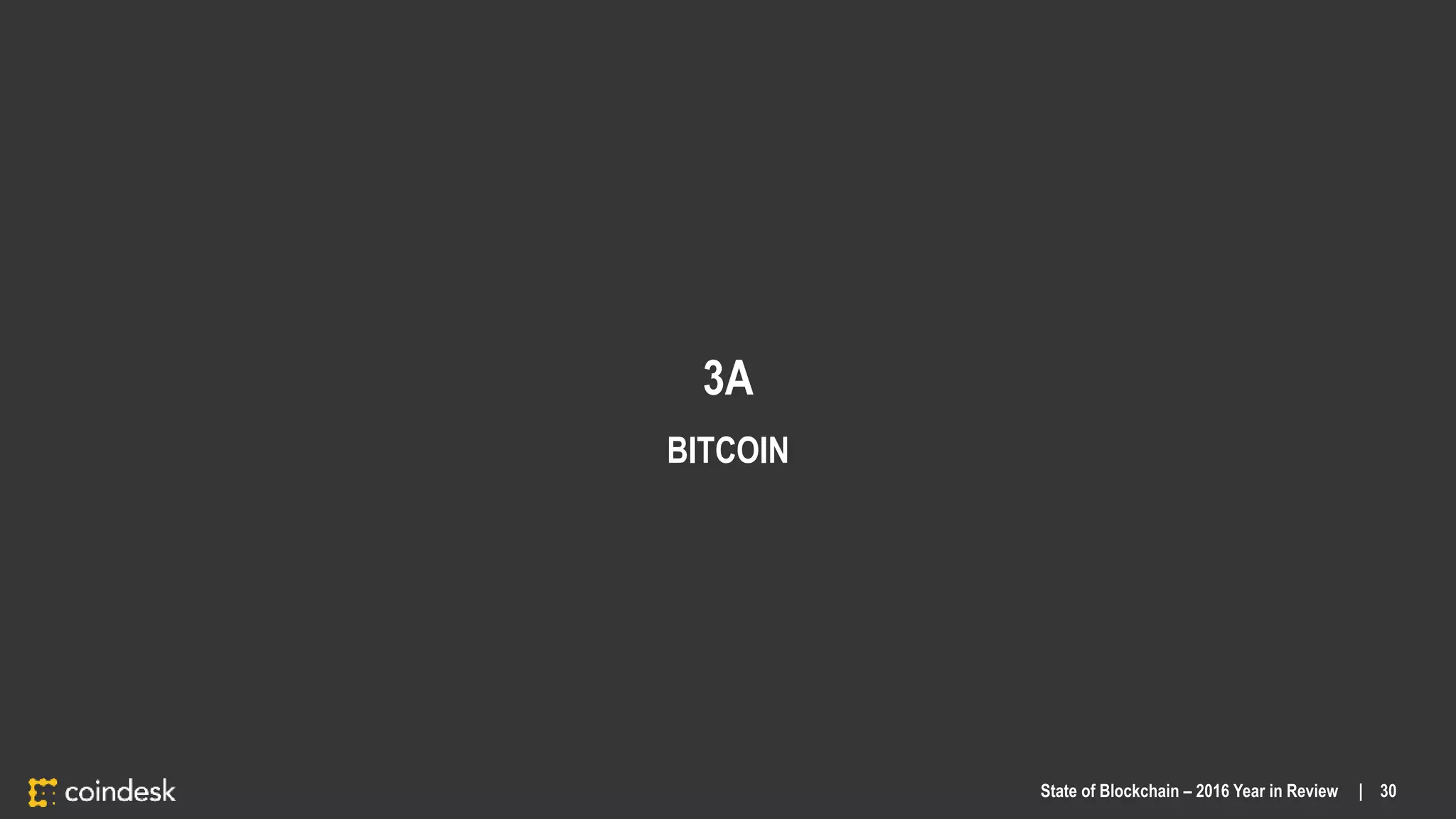 3A
BITCOIN
State of Blockchain – 2016 Year in Review | 30
 