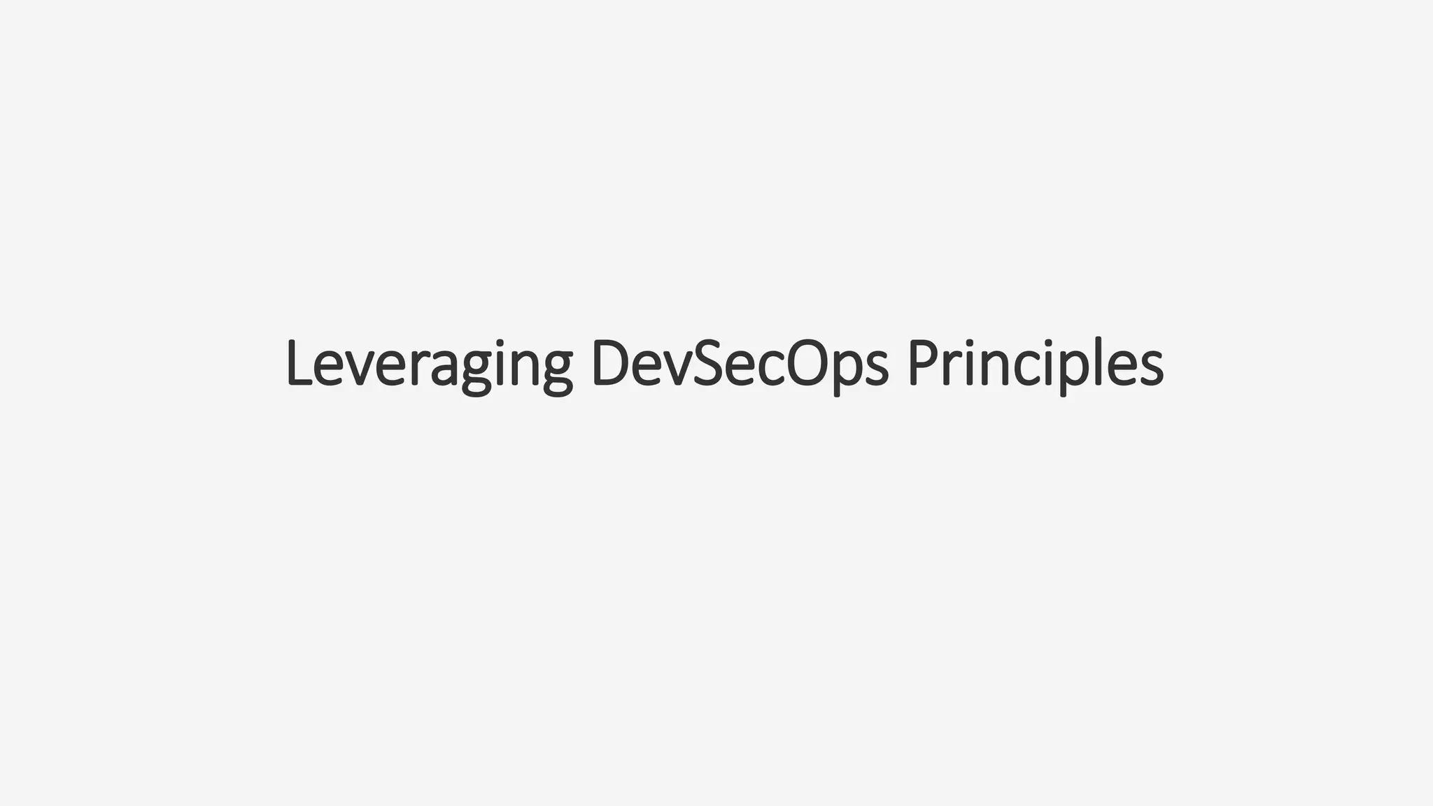 Leveraging DevSecOps Principles
 