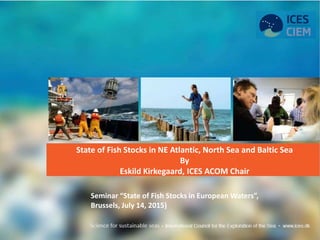State of Fish Stocks in NE Atlantic, North Sea and Baltic Sea
By
Eskild Kirkegaard, ICES ACOM Chair
Seminar “State of Fish Stocks in European Waters”,
Brussels, July 14, 2015)
 