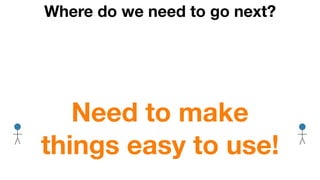Where do we need to go next?
Need to make
things easy to use!
 