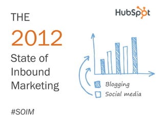 THE

2012
State of
Inbound
Marketing   Blogging
            Social media


#SOIM
 