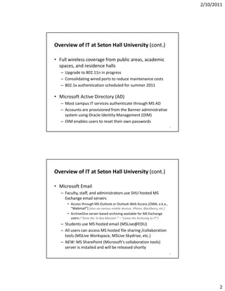 State Of It At Shu Presentation Final 20110210