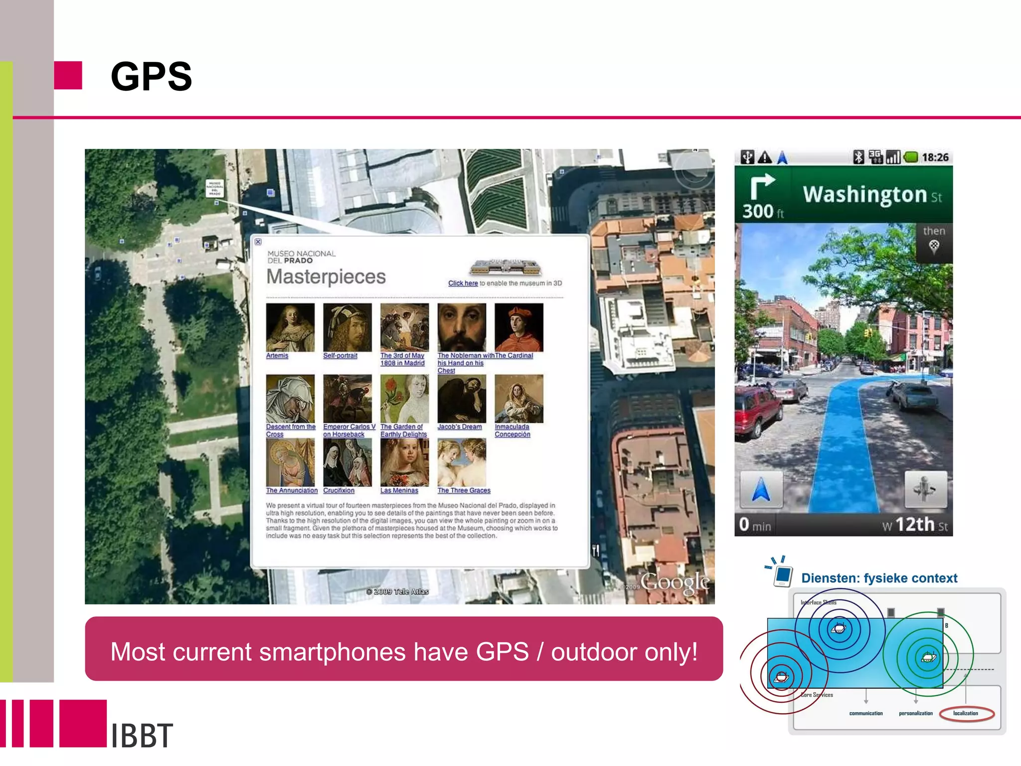 GPS Most current smartphones have GPS / outdoor only! 