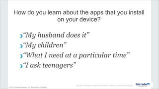 © 2013 Forrester Research, Inc. Reproduction Prohibited
How do you learn about the apps that you install
on your device?
›...