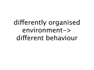 differently organised
   environment->
 different behaviour
 