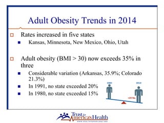 Adult Obesity Trends in 2014
o  Rates increased in five states
n  Kansas, Minnesota, New Mexico, Ohio, Utah
o  Adult obesi...