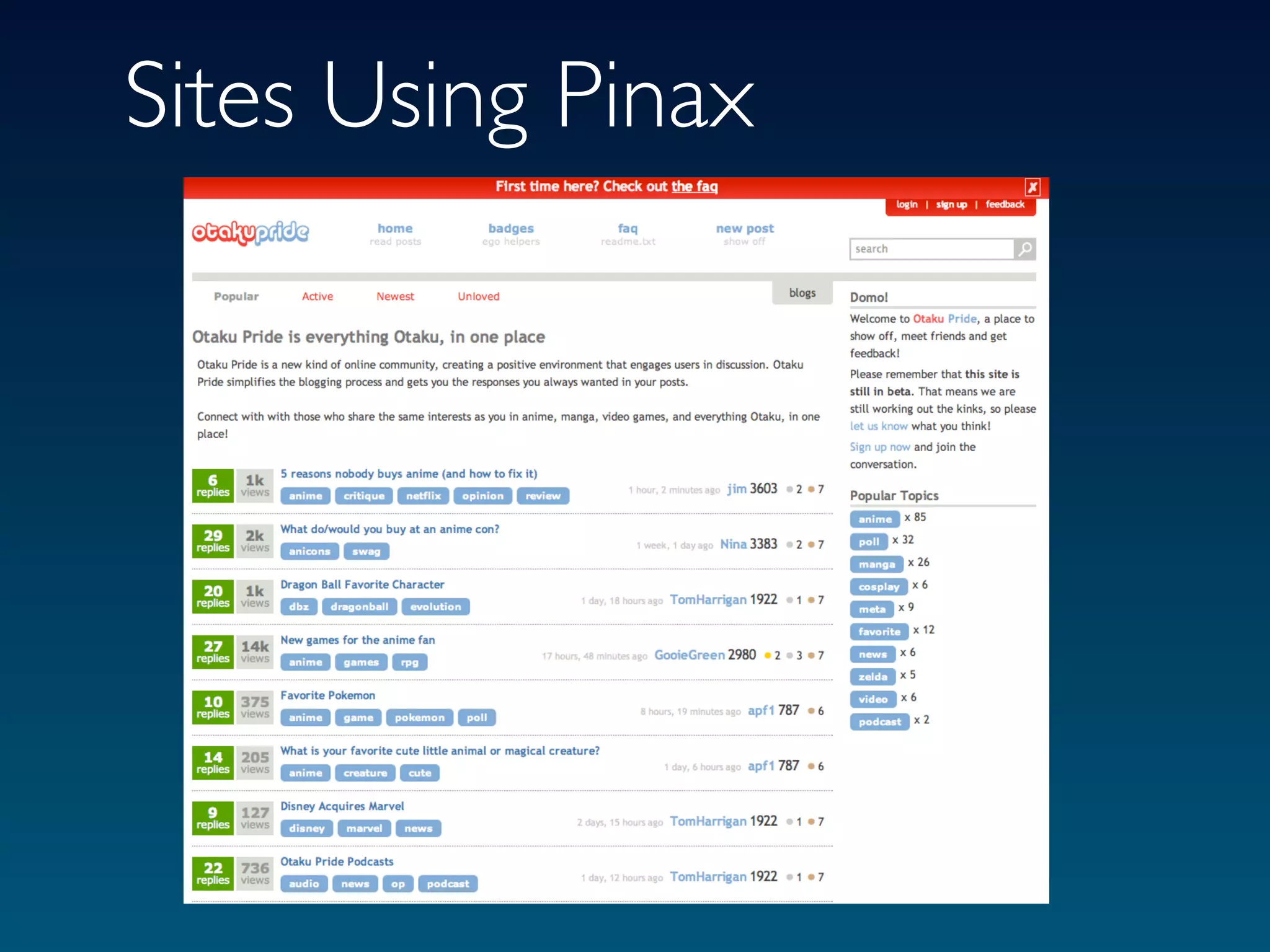 Sites Using Pinax
 