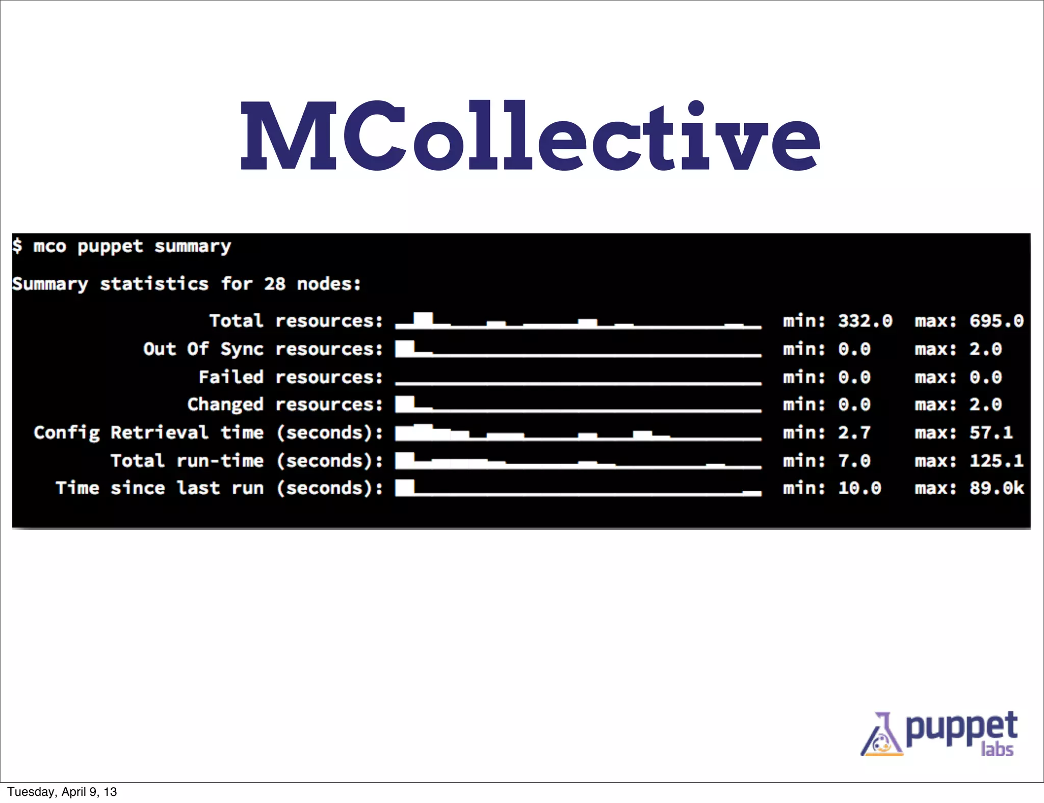 MCollective




Tuesday, April 9, 13
 