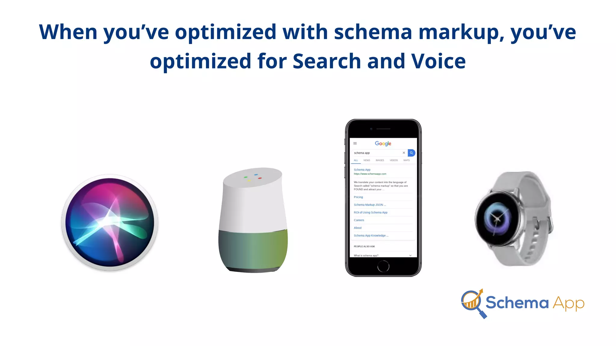 When you’ve optimized with schema markup, you’ve
optimized for Search and Voice
 