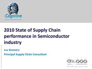 PLAN SOURCE MAKE DELIVER RETURN
©2011CopyrightiCognitivePte.Ltd.Allrightsreserved
2010 State of Supply Chain
performance in Semiconductor
industry
Luc Kremers
Principal Supply Chain Consultant
 