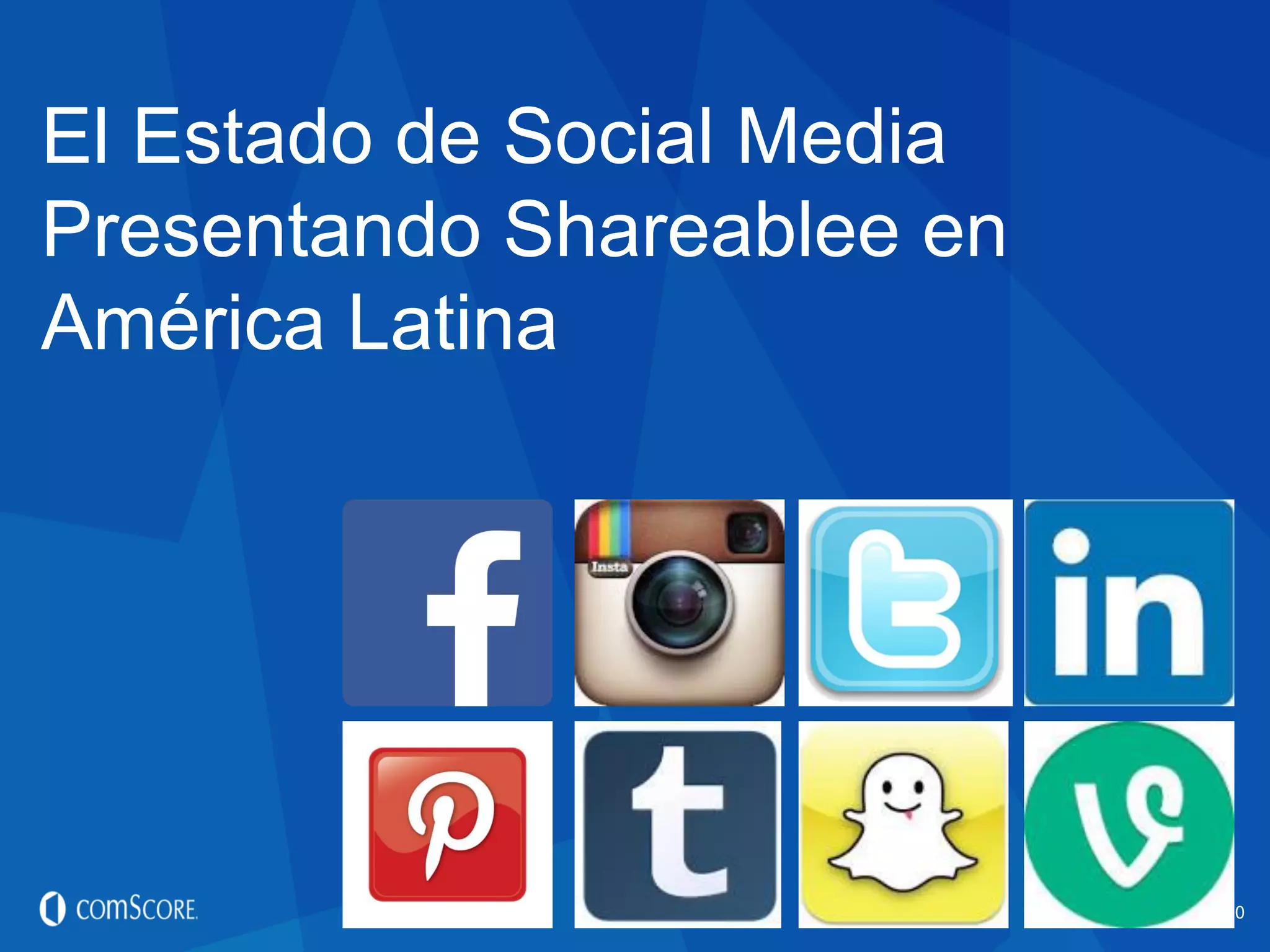 © comScore, Inc. Proprietary.
#EstadoDeSocialMedia
© comScore, Inc. Proprietary. 20
El Estado de Social Media
Presentando Shareablee en
América Latina
 