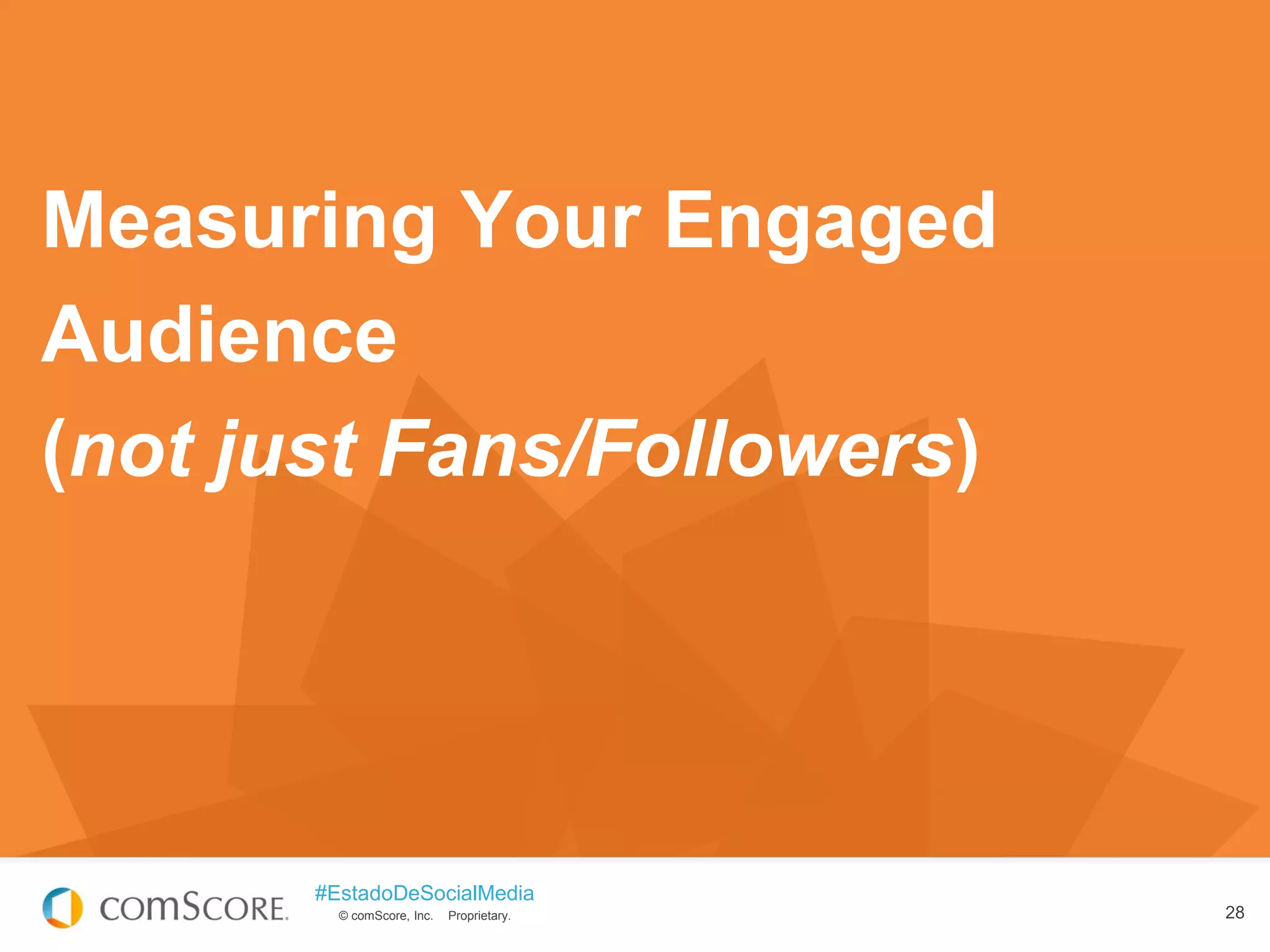 © comScore, Inc. Proprietary.
#EstadoDeSocialMedia
28
Measuring Your Engaged
Audience
(not just Fans/Followers)
 