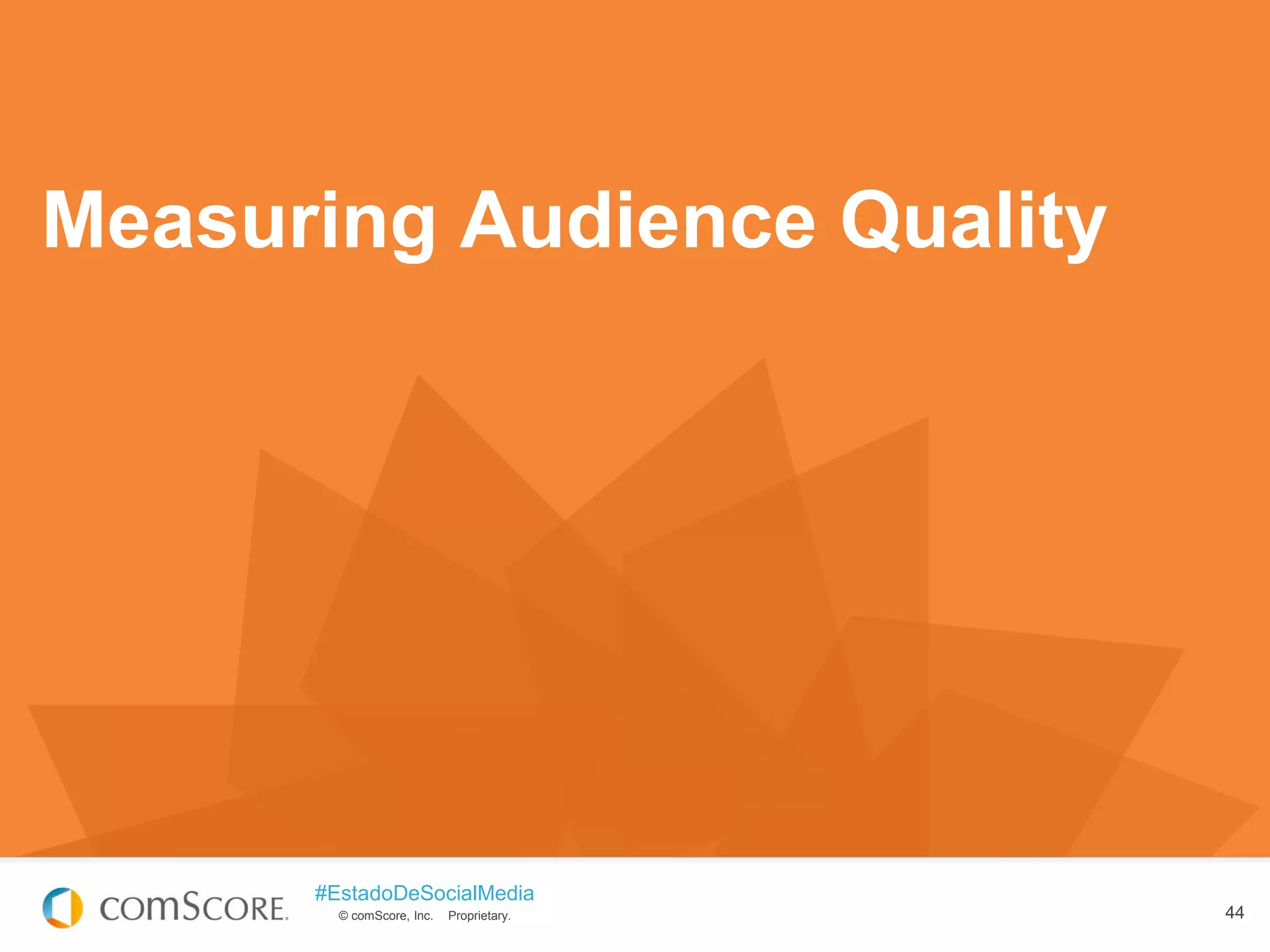 © comScore, Inc. Proprietary.
#EstadoDeSocialMedia
44
Measuring Audience Quality
 