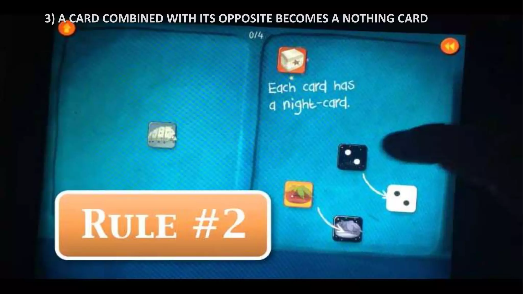 3) A CARD COMBINED WITH ITS OPPOSITE BECOMES A NOTHING CARD
 