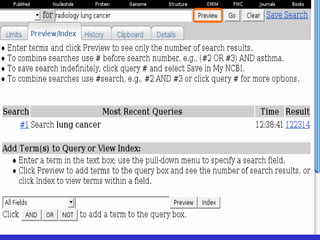 Preview
• Para ver se o número de entradas tem atingido um nível
  aceitável
• Mostra os resultados das três últimas pesquisas
  realizadas
• Resulta possível combinar com operadores booleanos
  Exemplo: #1 AND #3
 