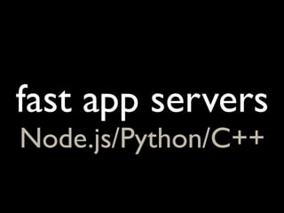 fast app servers
Node.js/Python/C++
 
