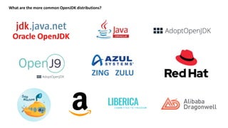 What are the more common OpenJDK distributions?
ZULUZING
Oracle OpenJDK
 