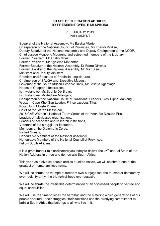 State Of The Nation Address 2019