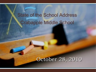 State of the School Address
Crabapple Middle School
October 28, 2010October 28, 2010
 