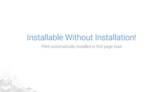 Installable Without Installation!
PWA automatically installed in first page load
 